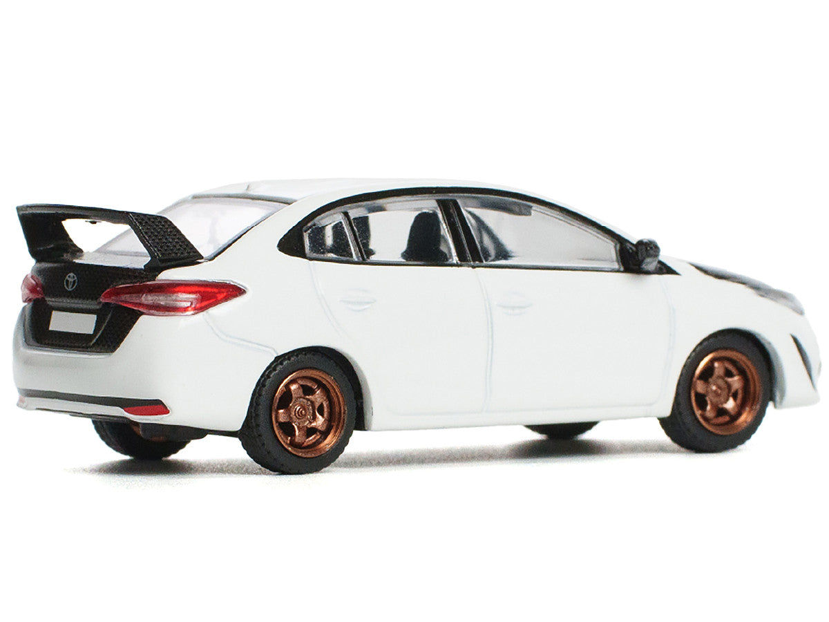 Toyota GR Vios White with Carbon Hood 1/64 Diecast Model Car by Pop Race LuxuryLifeWay Online Store