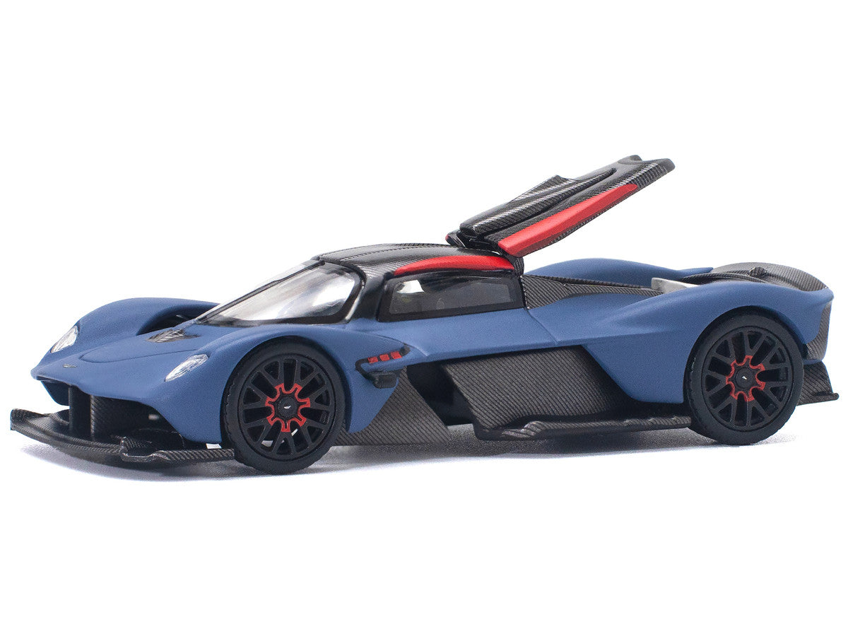 Aston Martin Valkyrie Satin Marina Blue with Carbon Top 1/64 Diecast Model Car by Pop Race LuxuryLifeWay Online Store