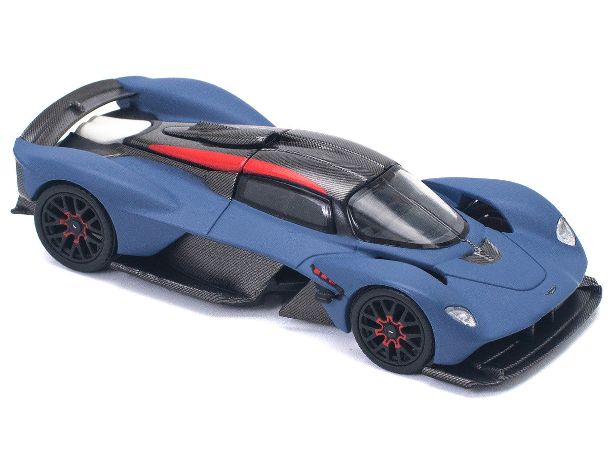Aston Martin Valkyrie Satin Marina Blue with Carbon Top 1/64 Diecast Model Car by Pop Race LuxuryLifeWay Online Store