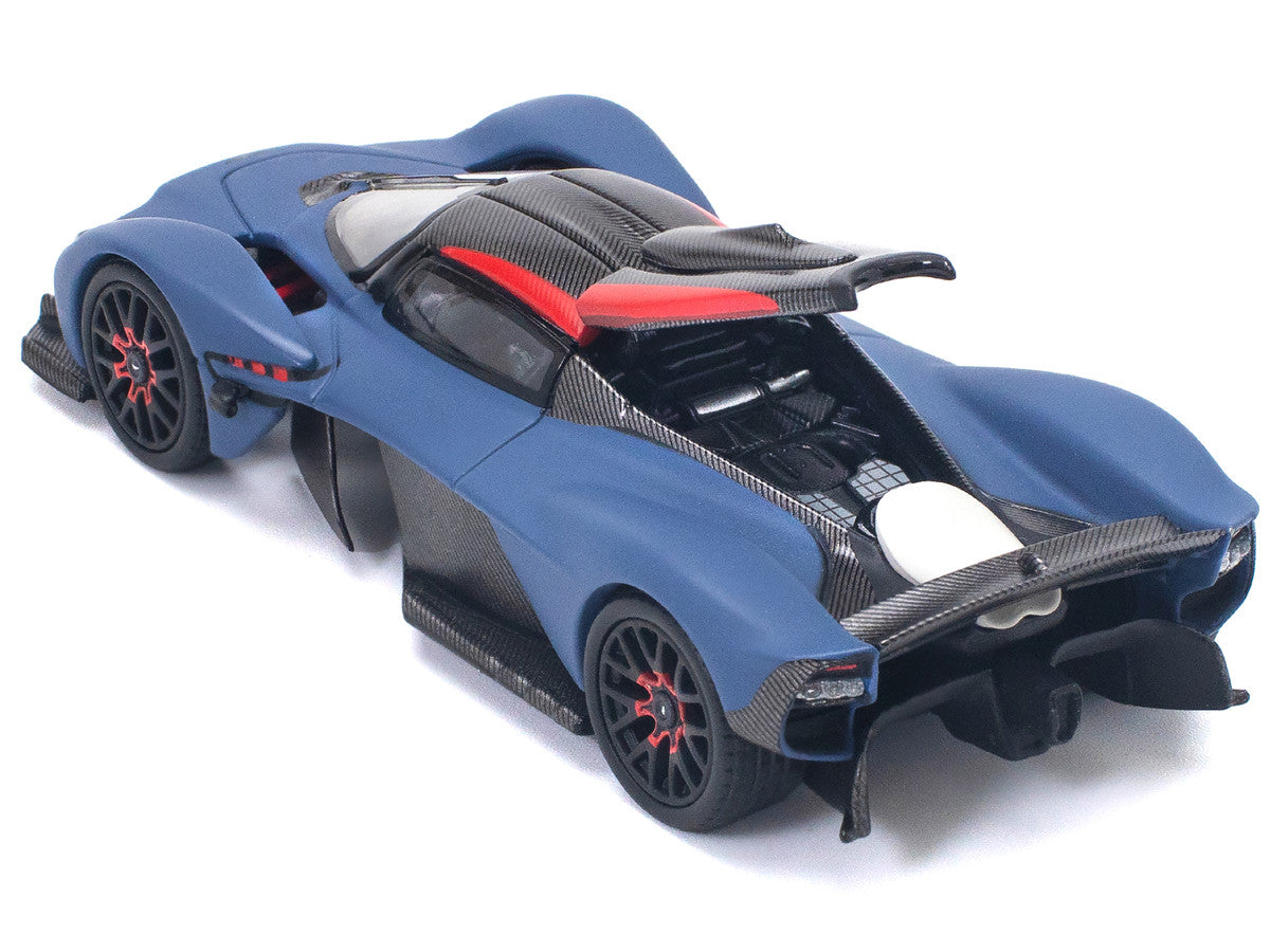 Aston Martin Valkyrie Satin Marina Blue with Carbon Top 1/64 Diecast Model Car by Pop Race LuxuryLifeWay Online Store