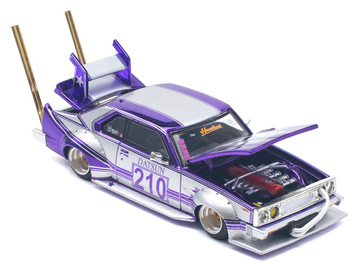 Skyline C210 Kaido Racer "Bosozoku Style" RHD (Right Hand Drive) #210 Purple and Silver 1/64 Diecast Model Car by Pop Race LuxuryLifeWay Online Store