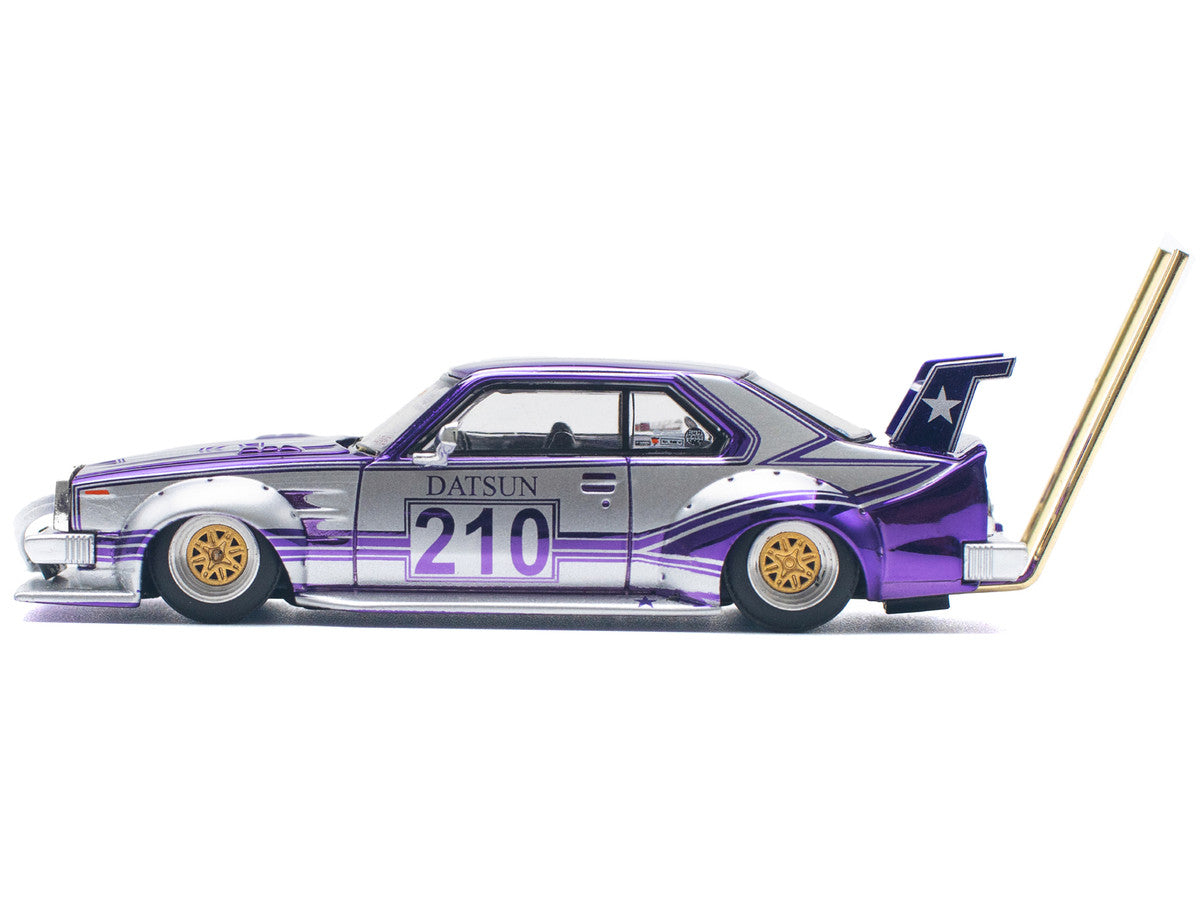 Skyline C210 Kaido Racer "Bosozoku Style" RHD (Right Hand Drive) #210 Purple and Silver 1/64 Diecast Model Car by Pop Race LuxuryLifeWay Online Store