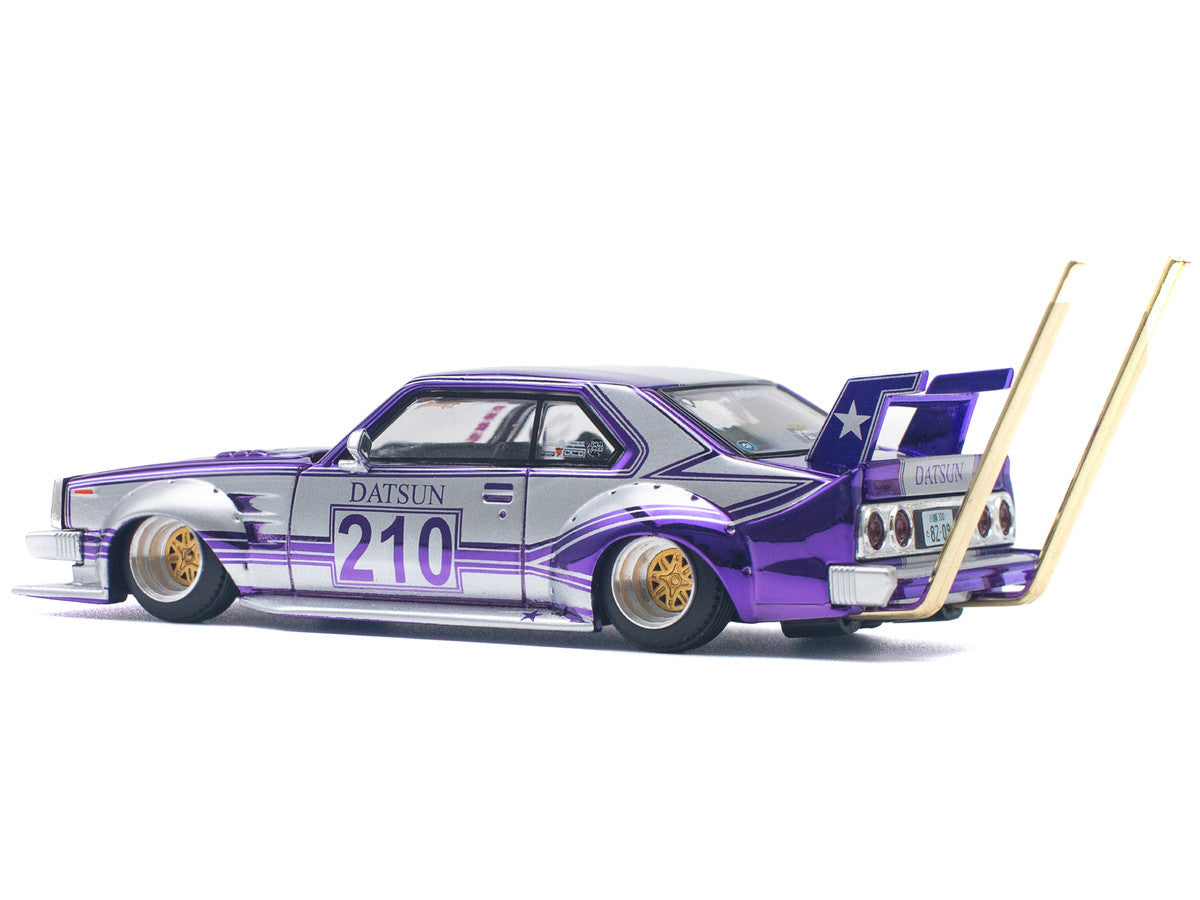Skyline C210 Kaido Racer "Bosozoku Style" RHD (Right Hand Drive) #210 Purple and Silver 1/64 Diecast Model Car by Pop Race LuxuryLifeWay Online Store
