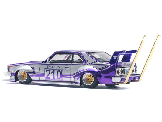 Skyline C210 Kaido Racer "Bosozoku Style" RHD (Right Hand Drive) #210 Purple and Silver 1/64 Diecast Model Car by Pop Race LuxuryLifeWay Online Store