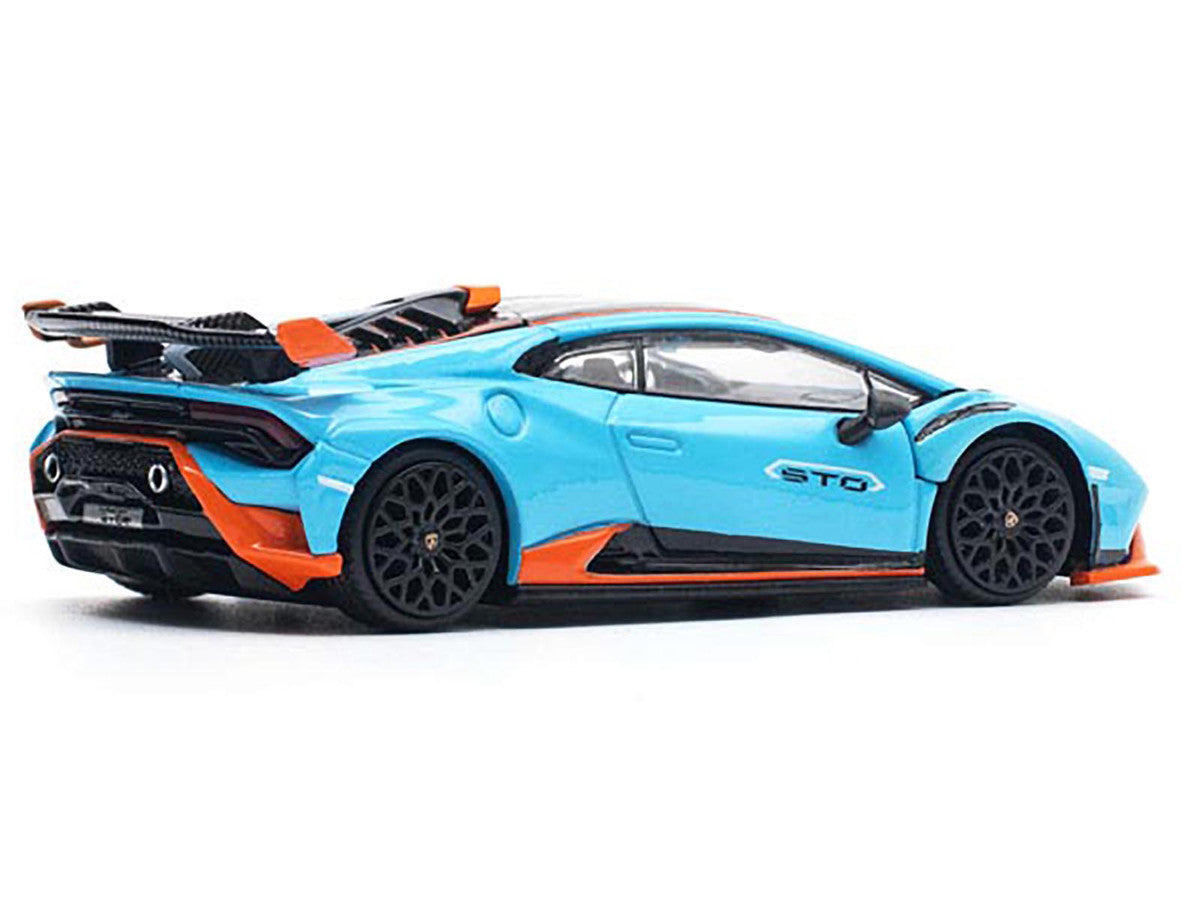 Lamborghini Huracan STO Blue with Black Top and Orange Accents 1/64 Diecast Model Car by Pop Race LuxuryLifeWay Online Store