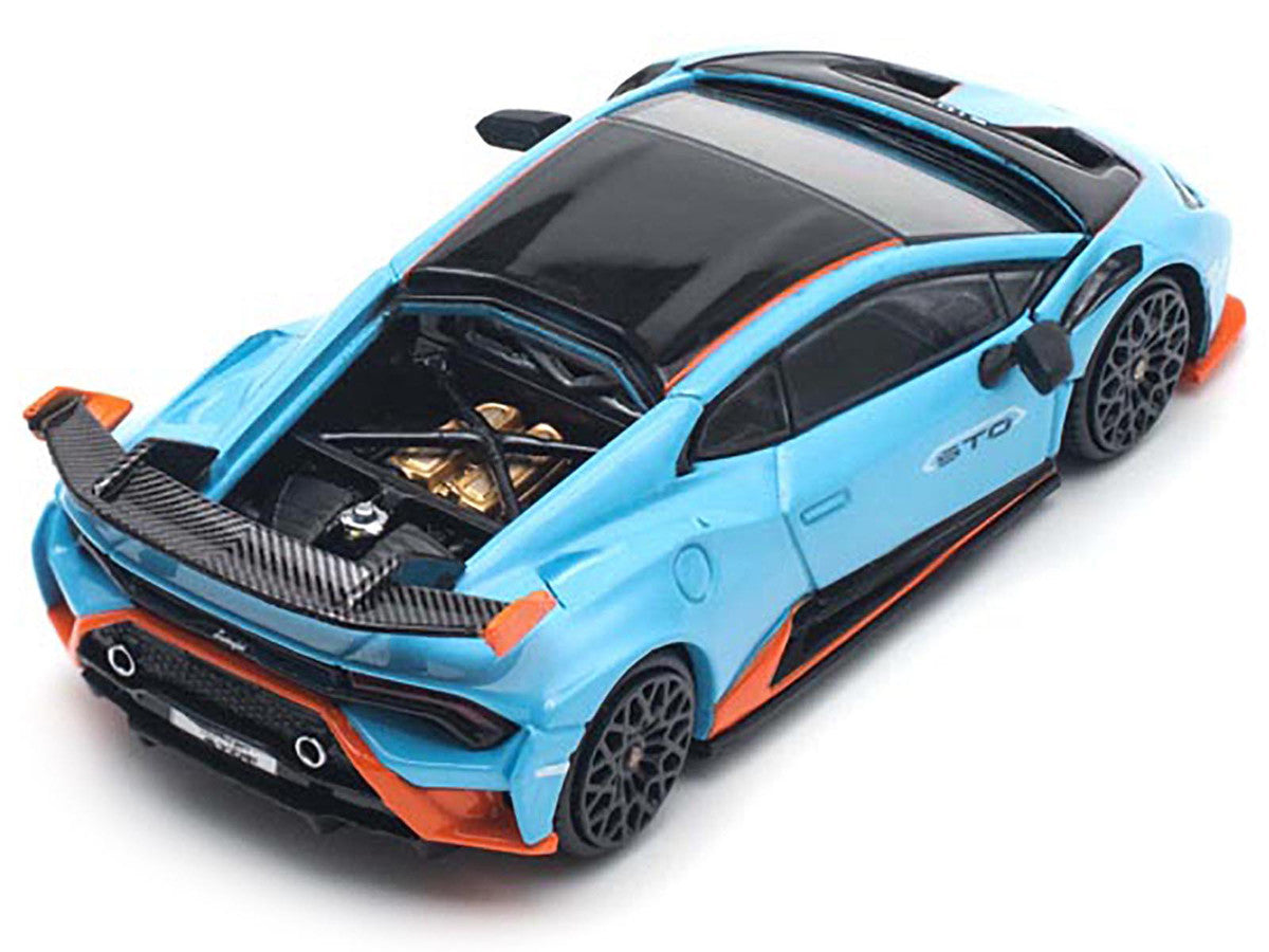 Lamborghini Huracan STO Blue with Black Top and Orange Accents 1/64 Diecast Model Car by Pop Race LuxuryLifeWay Online Store