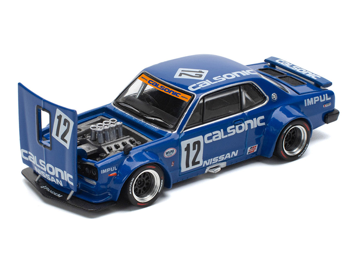 Skyline GT-R V8 Drift "Hakosuka" RHD (Right Hand Drive) #12 "Calsonic" Blue with Graphics 1/64 Diecast Model Car by Pop Race LuxuryLifeWay Online Store