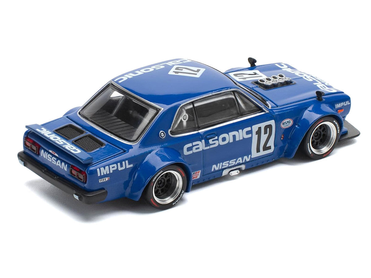 Skyline GT-R V8 Drift "Hakosuka" RHD (Right Hand Drive) #12 "Calsonic" Blue with Graphics 1/64 Diecast Model Car by Pop Race LuxuryLifeWay Online Store