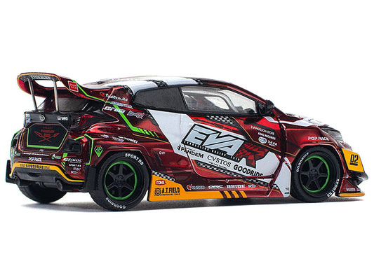 Toyota Goodride GR Yaris RHD (Right Hand Drive) "EVA RT Production Model-02" Red Metallic with Graphics 1/64 Diecast Model Car by Pop Race LuxuryLifeWay Online Store
