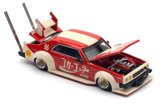Skyline GT-R V8 Drift "Hakosuka" RHD (Right Hand Drive) "Coca-Cola (Japan)" Red and Cream 1/64 Diecast Model Car by Pop Race LuxuryLifeWay Online Store