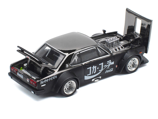 Skyline GT-R V8 Drift "Hakosuka" RHD (Right Hand Drive) "Coca-Cola" Black 1/64 Diecast Model Car by Pop Race LuxuryLifeWay Online Store