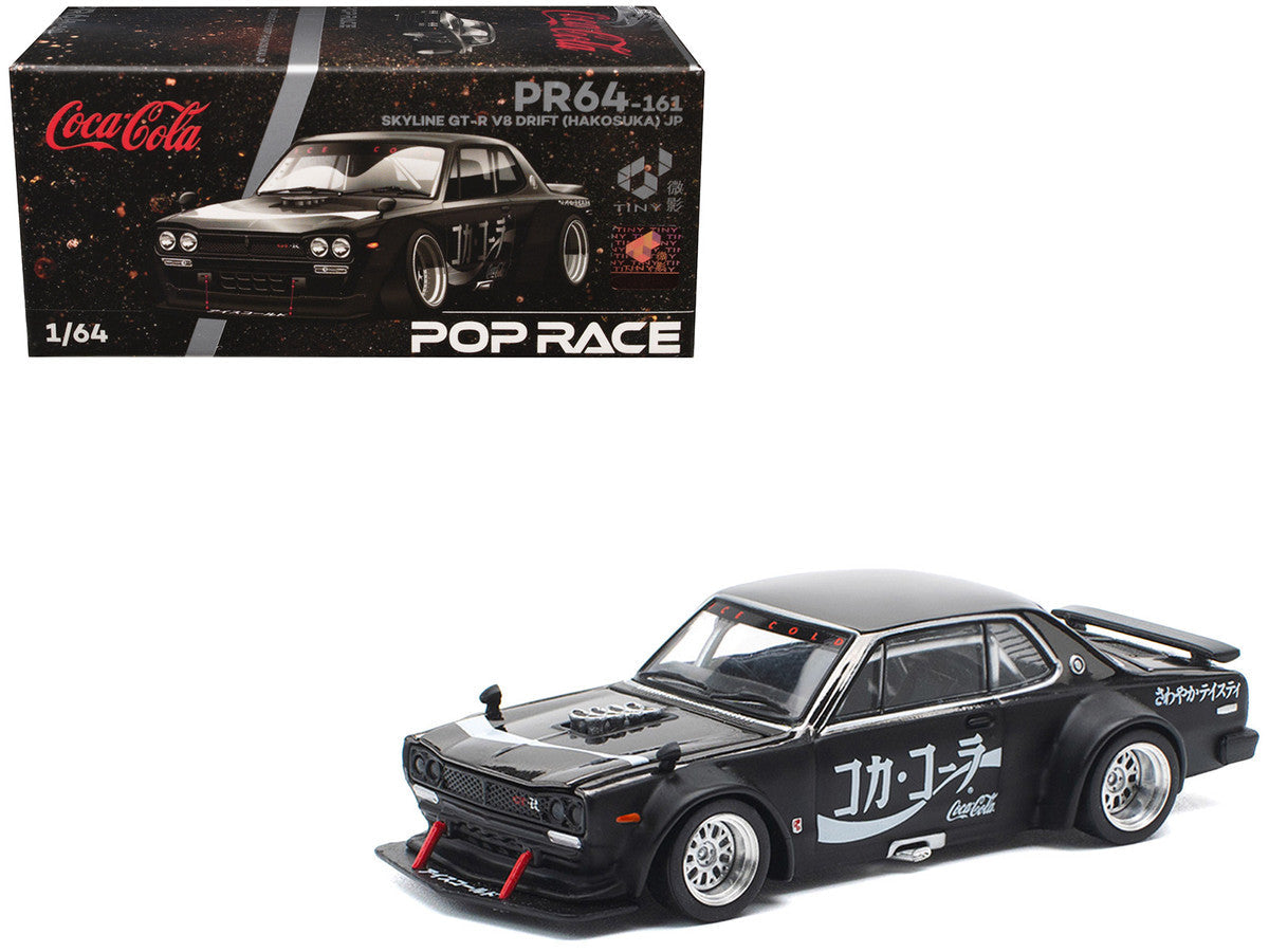 Skyline GT-R V8 Drift "Hakosuka" RHD (Right Hand Drive) "Coca-Cola" Black 1/64 Diecast Model Car by Pop Race LuxuryLifeWay Online Store