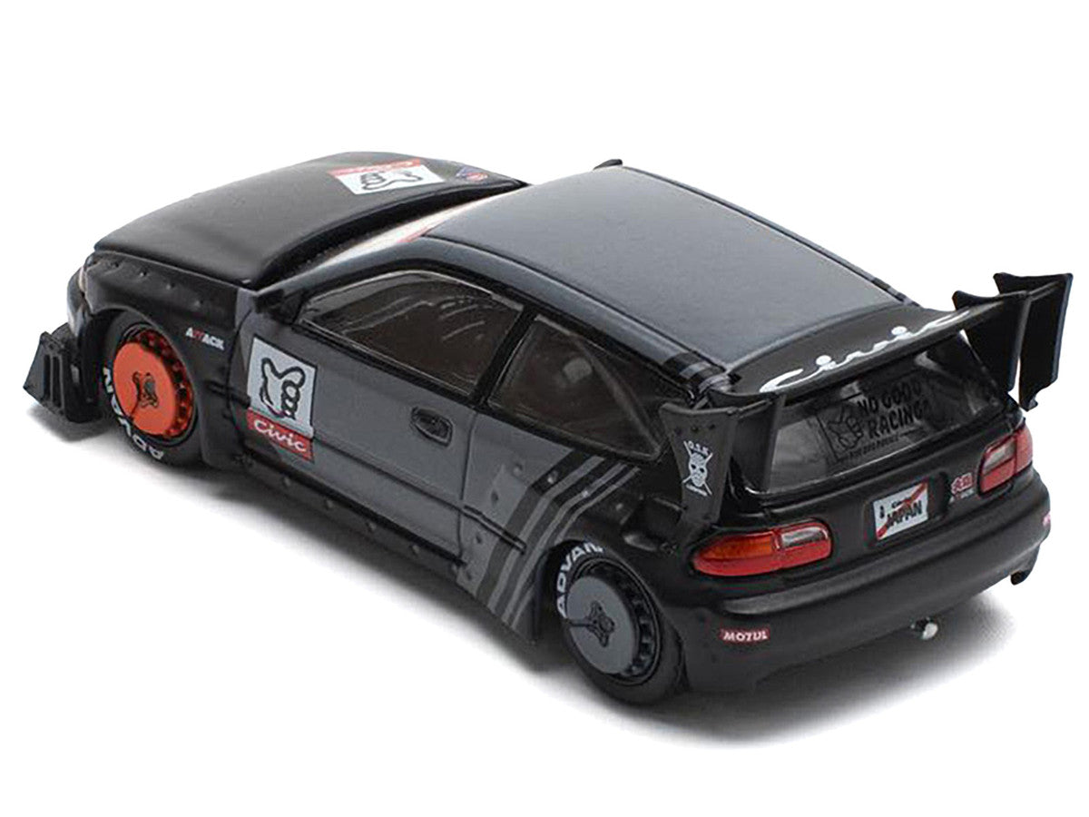 Pandem Civic EG6 RHD (Right Hand Drive) "Kanjozoku" Matt Black and Gray with Graphics 1/64 Diecast Model Car by Pop Race LuxuryLifeWay Online Store