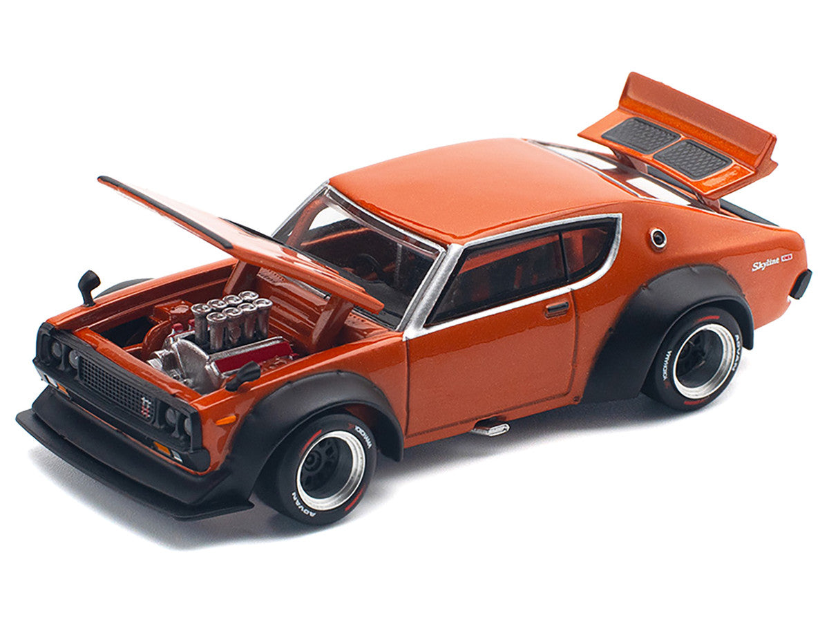 Skyline GT-R V8 Drift "Kenmeri" RHD (Right Hand Drive) Orange Metallic 1/64 Diecast Model Car by Pop Race LuxuryLifeWay Online Store