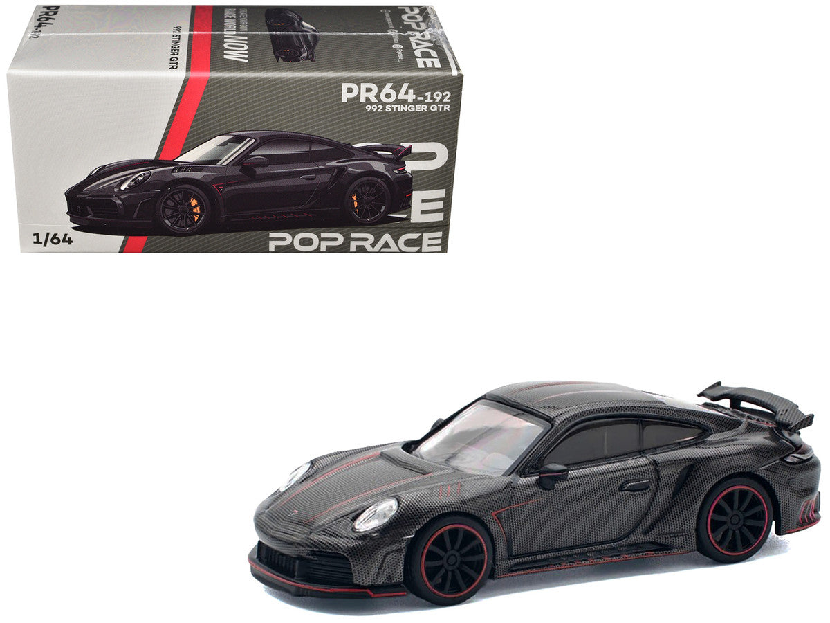 992 Stinger GTR Carbon Edition with Red Accents 1/64 Diecast Model Car by Pop Race LuxuryLifeWay Online Store