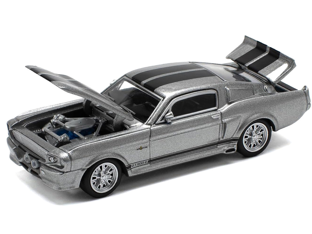 Shelby Mustang GT500 Gray Metallic with Black Stripes 1/64 Diecast Model Car by Pop Race LuxuryLifeWay Online Store