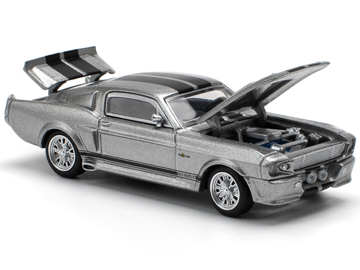 Shelby Mustang GT500 Gray Metallic with Black Stripes 1/64 Diecast Model Car by Pop Race LuxuryLifeWay Online Store