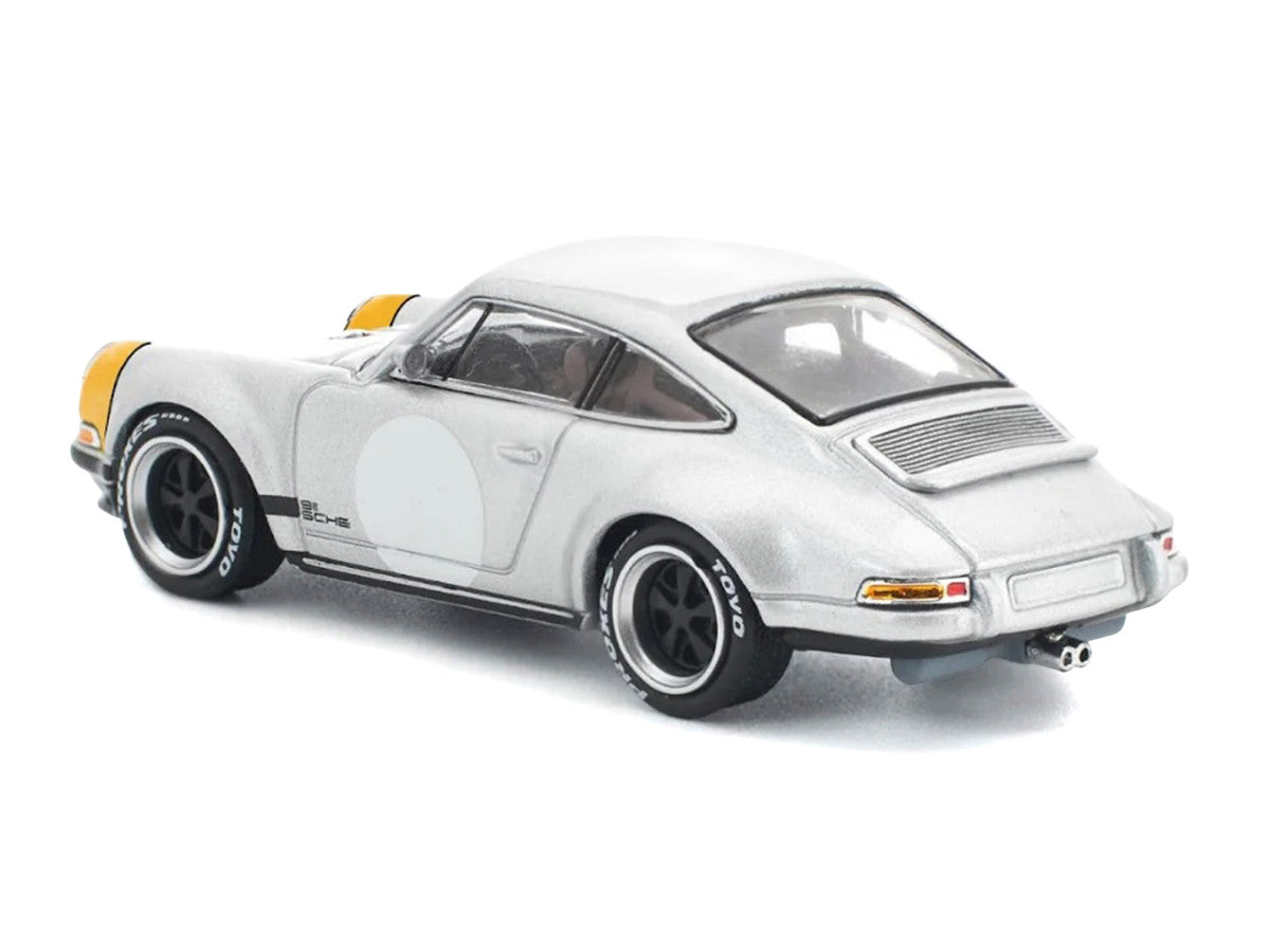 Singer 964 Silver Metallic with Yellow Front 1/64 Diecast Model Car by Pop Race LuxuryLifeWay Online Store
