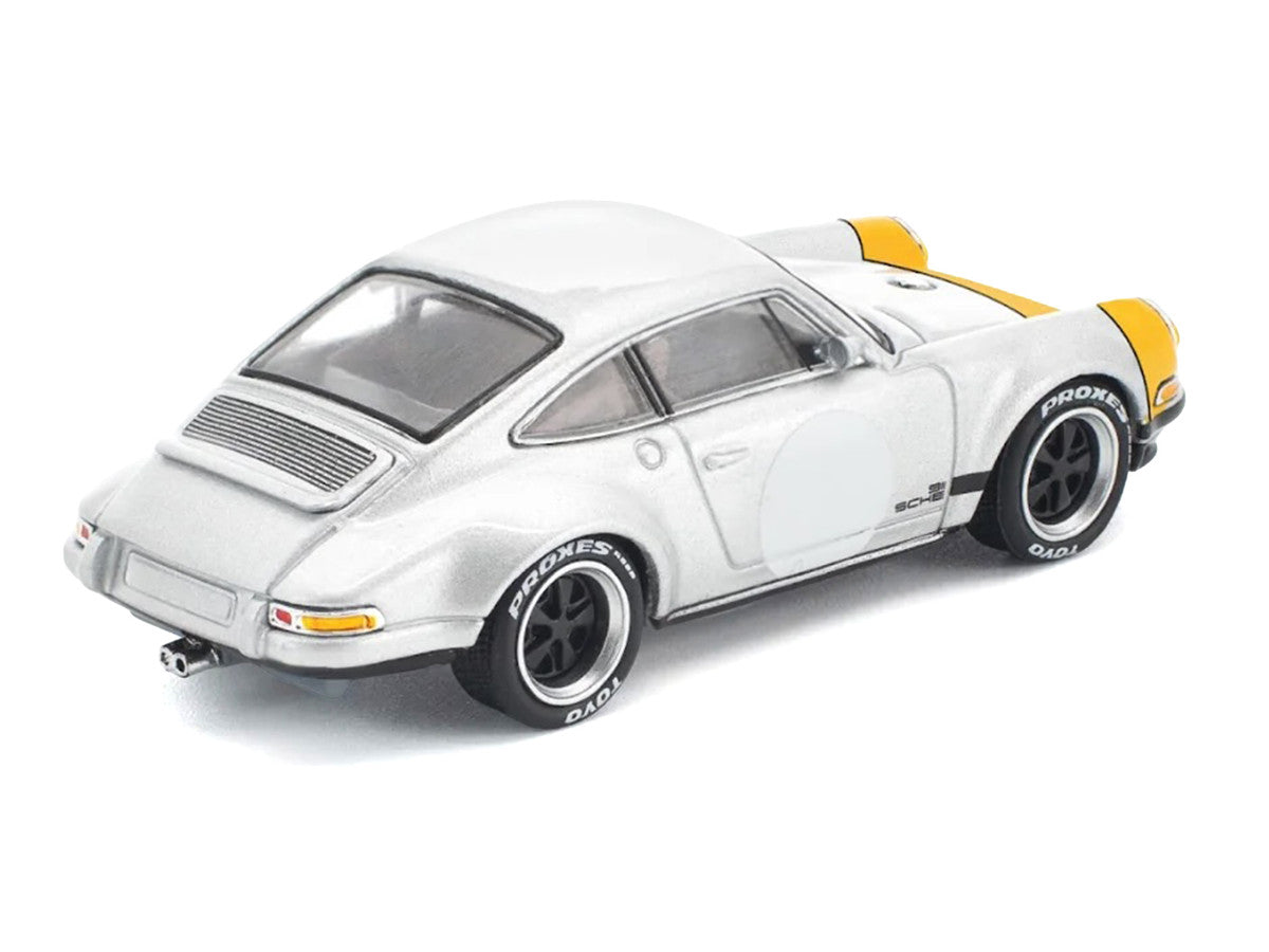 Singer 964 Silver Metallic with Yellow Front 1/64 Diecast Model Car by Pop Race LuxuryLifeWay Online Store