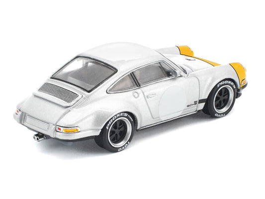 Singer 964 Silver Metallic with Yellow Front 1/64 Diecast Model Car by Pop Race LuxuryLifeWay Online Store