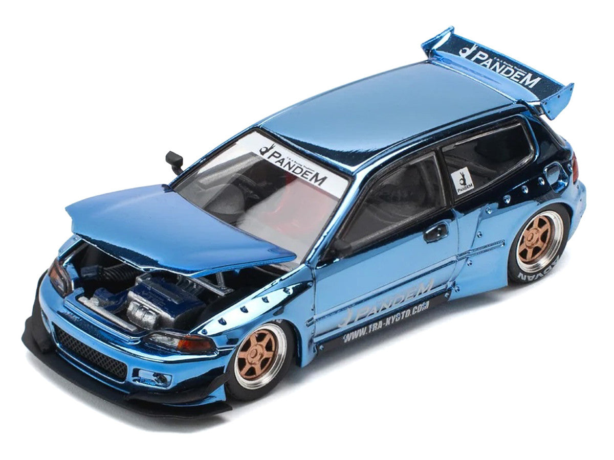 Pandem Civic EG6 RHD (Right Hand Drive) Blue Chrome 1/64 Diecast Model Car by Pop Race LuxuryLifeWay Online Store