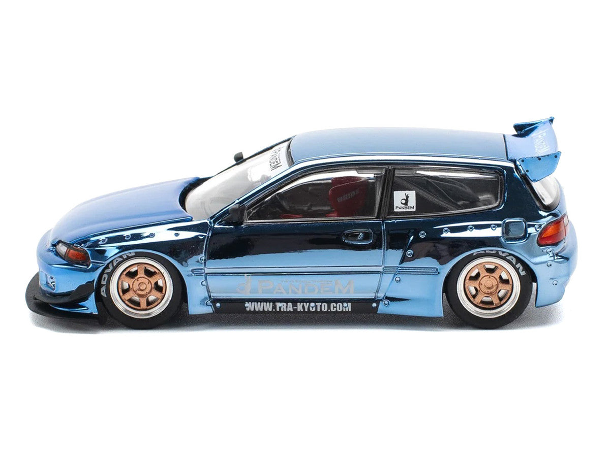 Pandem Civic EG6 RHD (Right Hand Drive) Blue Chrome 1/64 Diecast Model Car by Pop Race LuxuryLifeWay Online Store