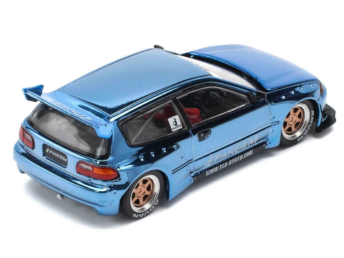 Pandem Civic EG6 RHD (Right Hand Drive) Blue Chrome 1/64 Diecast Model Car by Pop Race LuxuryLifeWay Online Store