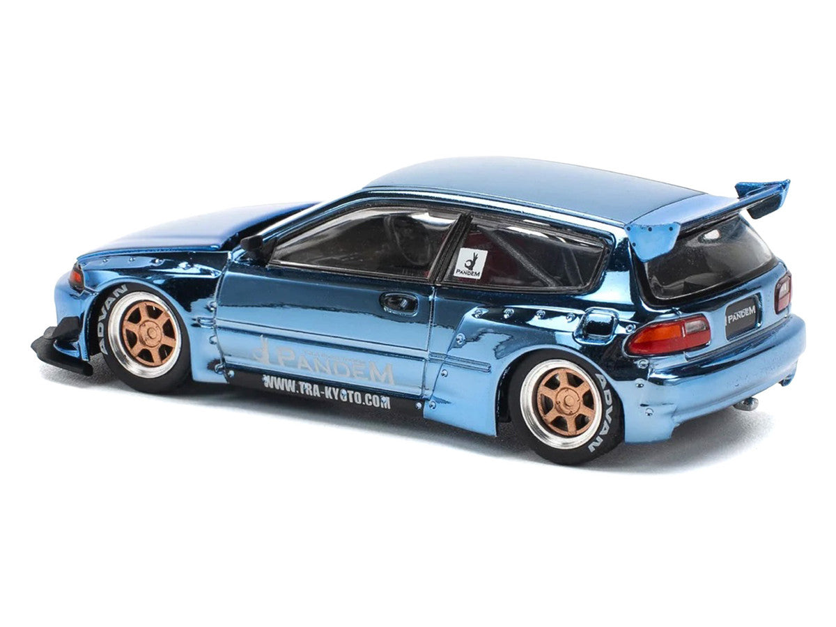 Pandem Civic EG6 RHD (Right Hand Drive) Blue Chrome 1/64 Diecast Model Car by Pop Race LuxuryLifeWay Online Store