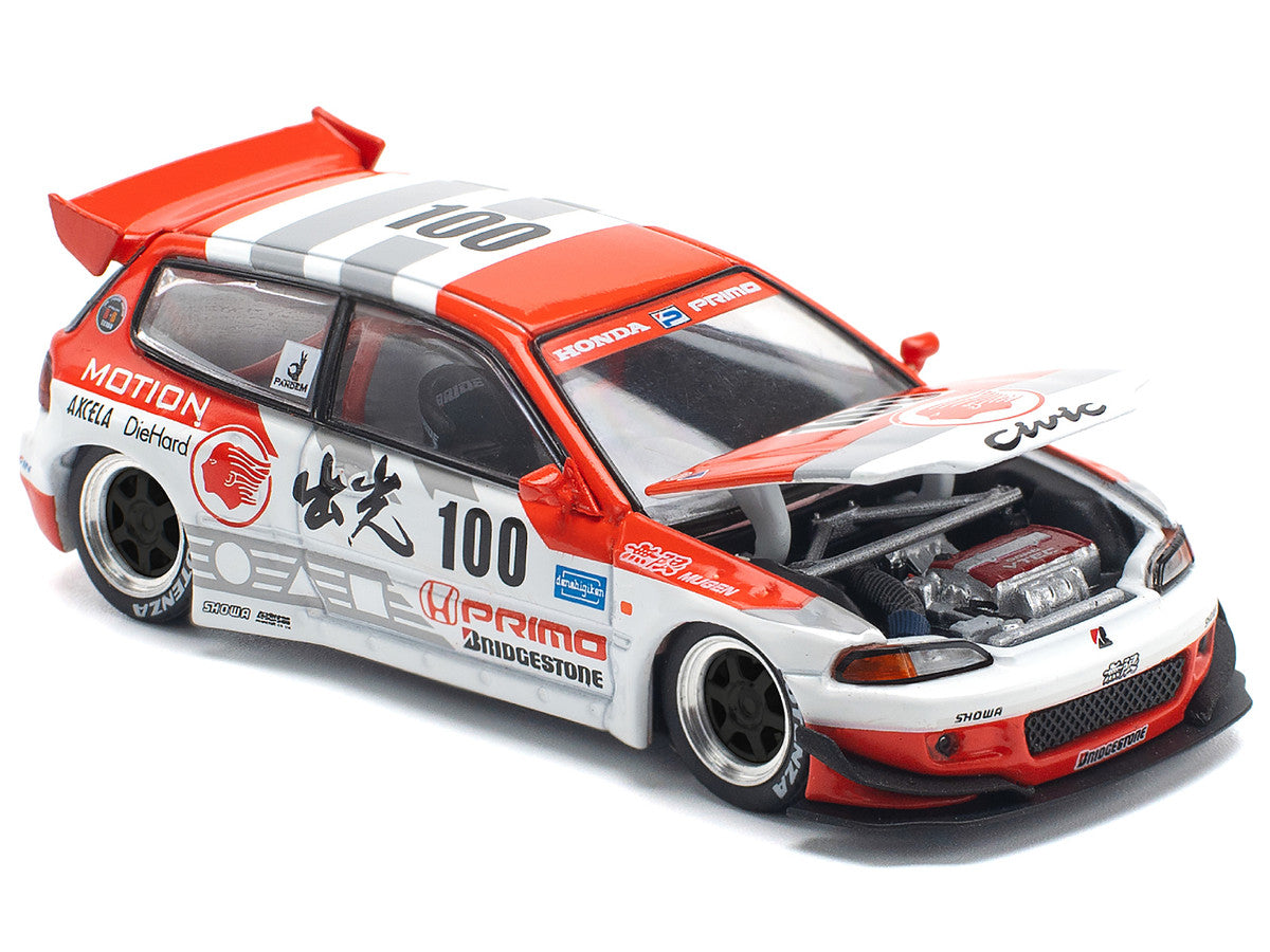 Pandem Civic EG6 V1.5 RHD (Right Hand Drive) #100 "Idemitsu Motion Infinite" White and Red with Graphics 1/64 Diecast Model Car by Pop Race LuxuryLifeWay Online Store