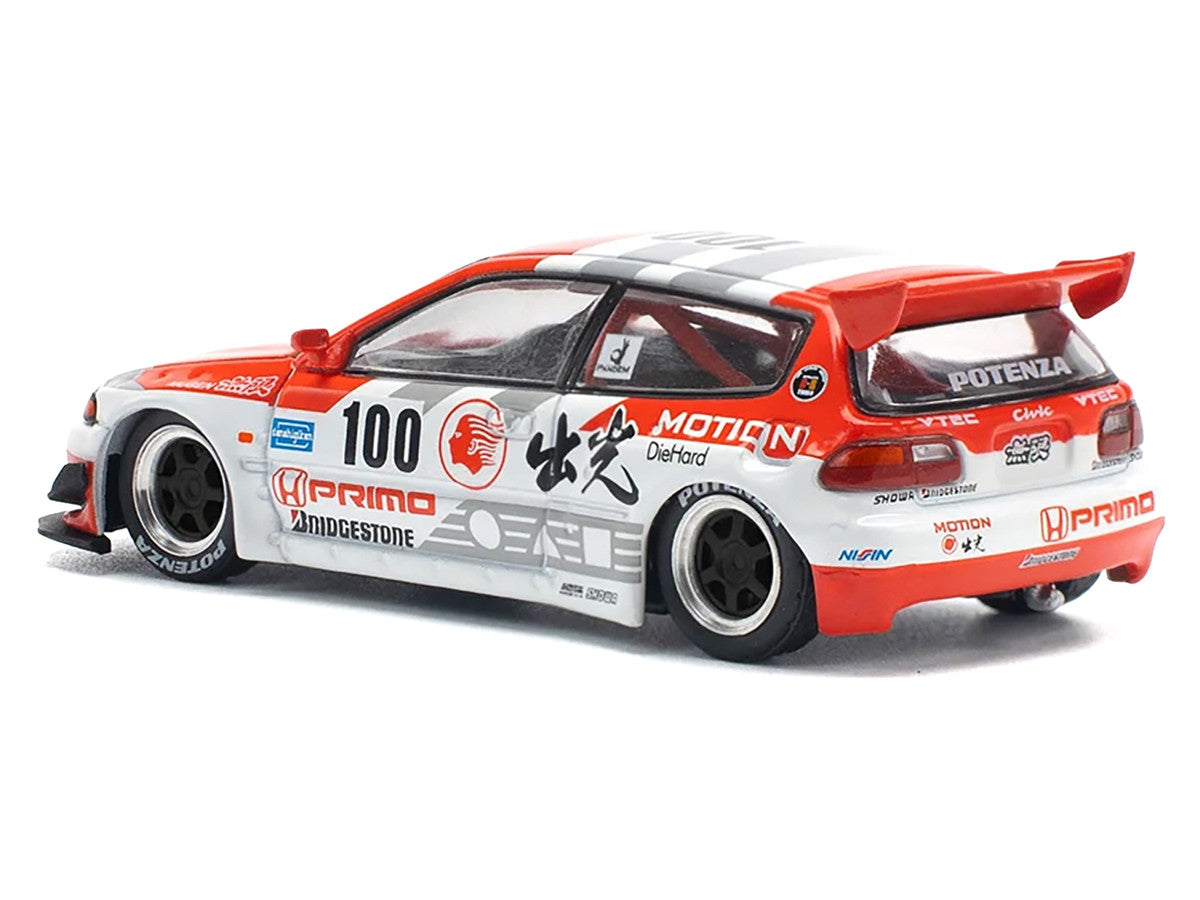 Pandem Civic EG6 V1.5 RHD (Right Hand Drive) #100 "Idemitsu Motion Infinite" White and Red with Graphics 1/64 Diecast Model Car by Pop Race LuxuryLifeWay Online Store