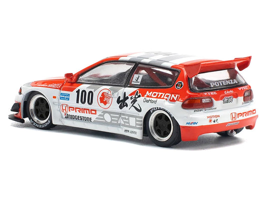 Pandem Civic EG6 V1.5 RHD (Right Hand Drive) #100 "Idemitsu Motion Infinite" White and Red with Graphics 1/64 Diecast Model Car by Pop Race LuxuryLifeWay Online Store