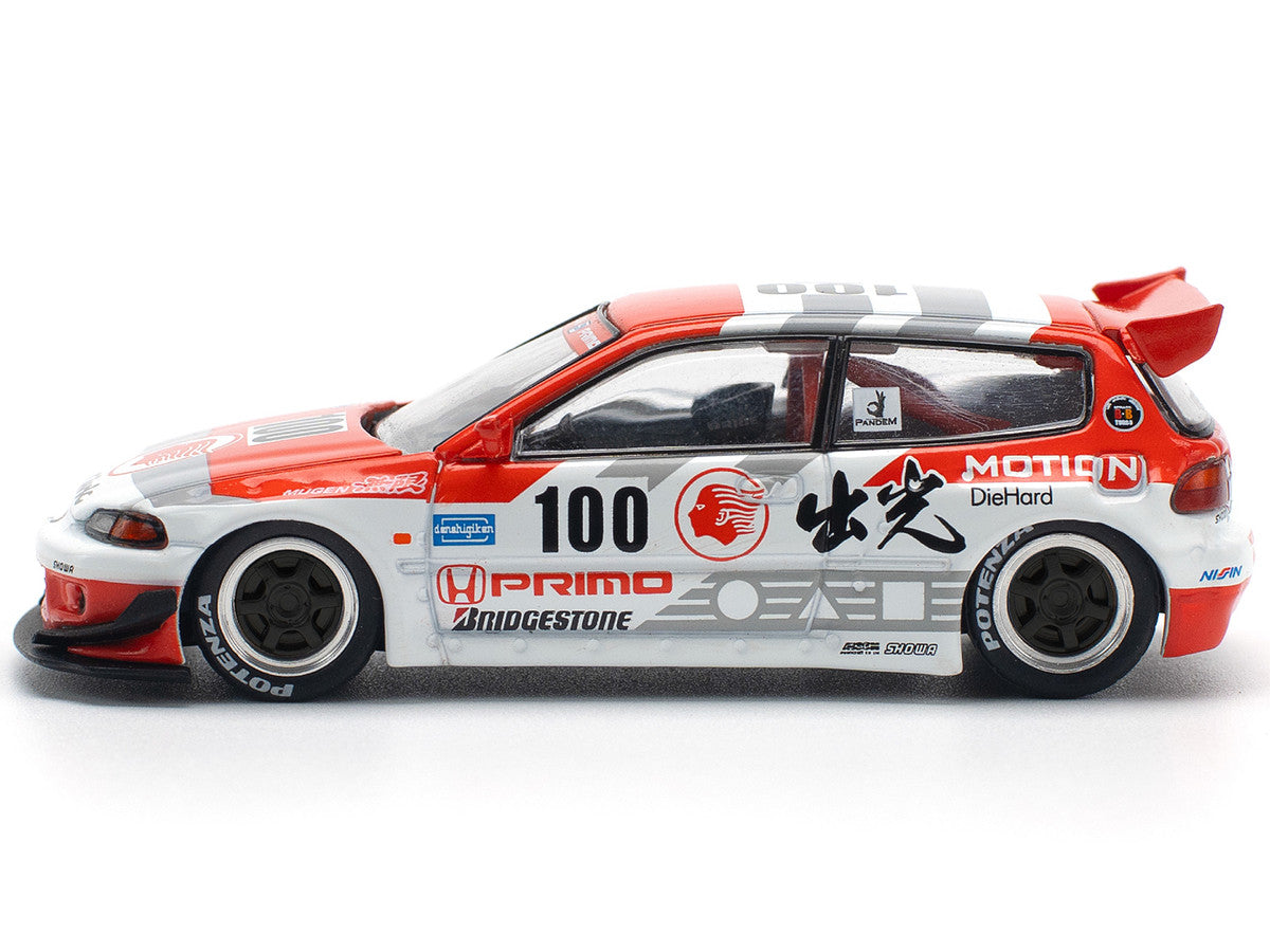 Pandem Civic EG6 V1.5 RHD (Right Hand Drive) #100 "Idemitsu Motion Infinite" White and Red with Graphics 1/64 Diecast Model Car by Pop Race LuxuryLifeWay Online Store