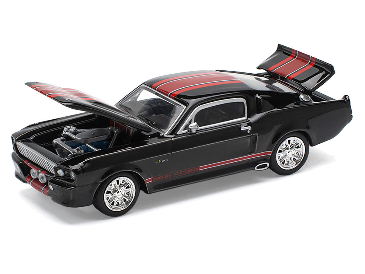 Shelby Mustang GT500 Dark Chrome with Red Stripes 1/64 Diecast Model Car by Pop Race LuxuryLifeWay Online Store
