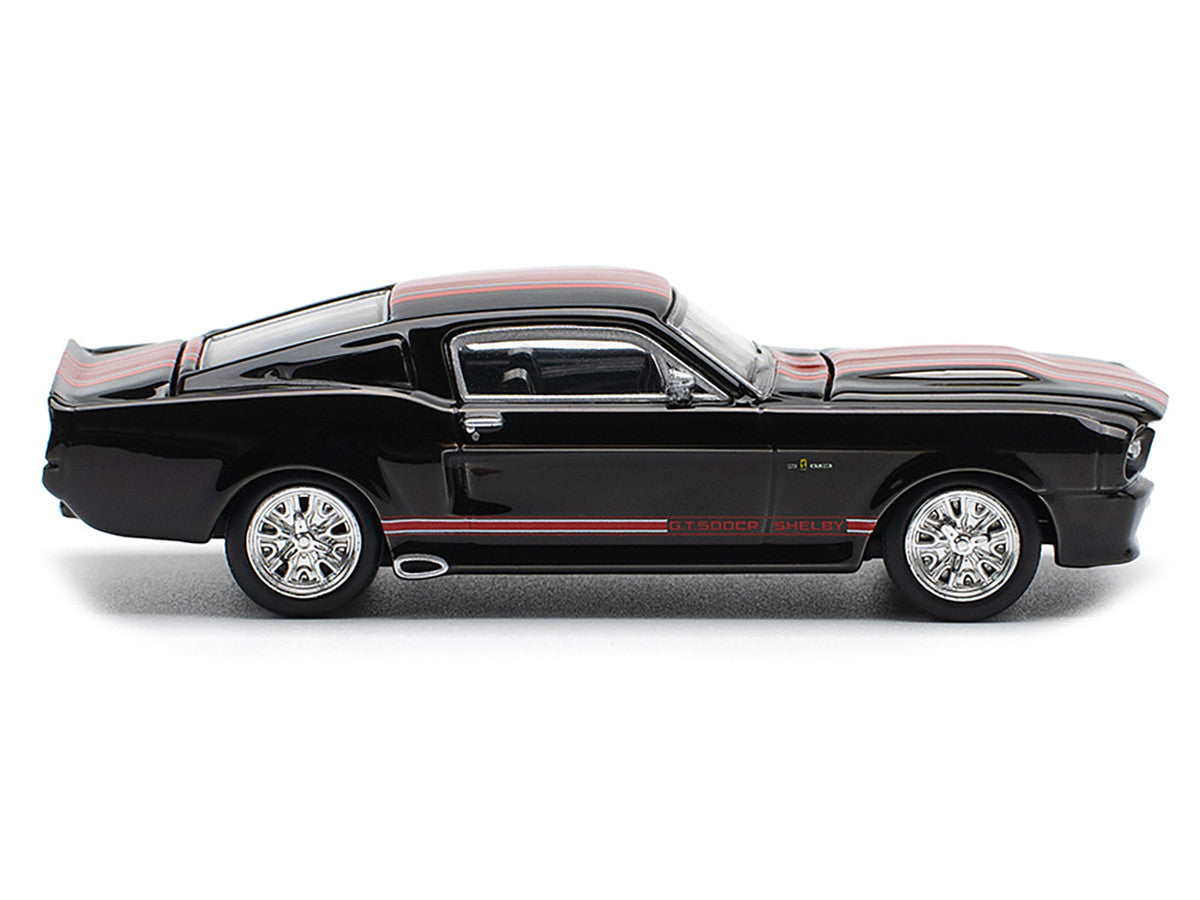 Shelby Mustang GT500 Dark Chrome with Red Stripes 1/64 Diecast Model Car by Pop Race LuxuryLifeWay Online Store