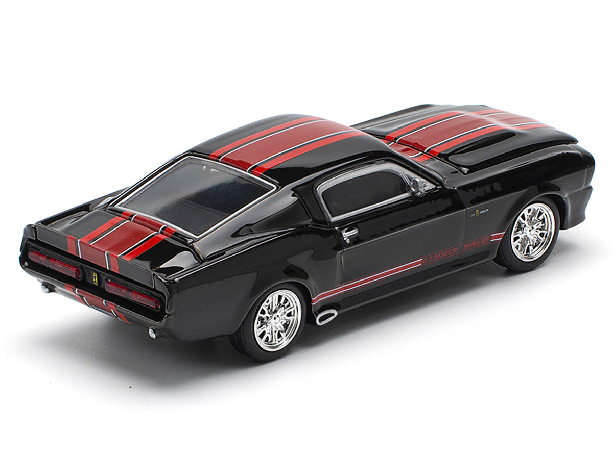 Shelby Mustang GT500 Dark Chrome with Red Stripes 1/64 Diecast Model Car by Pop Race LuxuryLifeWay Online Store