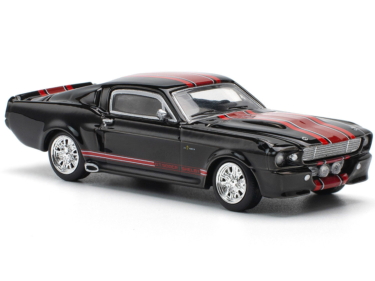 Shelby Mustang GT500 Dark Chrome with Red Stripes 1/64 Diecast Model Car by Pop Race LuxuryLifeWay Online Store