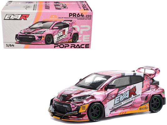 Toyota Goodride GR Yaris RHD (Right Hand Drive) "EVA RT Production Model-08" Pink Metallic with Graphics 1/64 Diecast Model Car by Pop Race LuxuryLifeWay Online Store