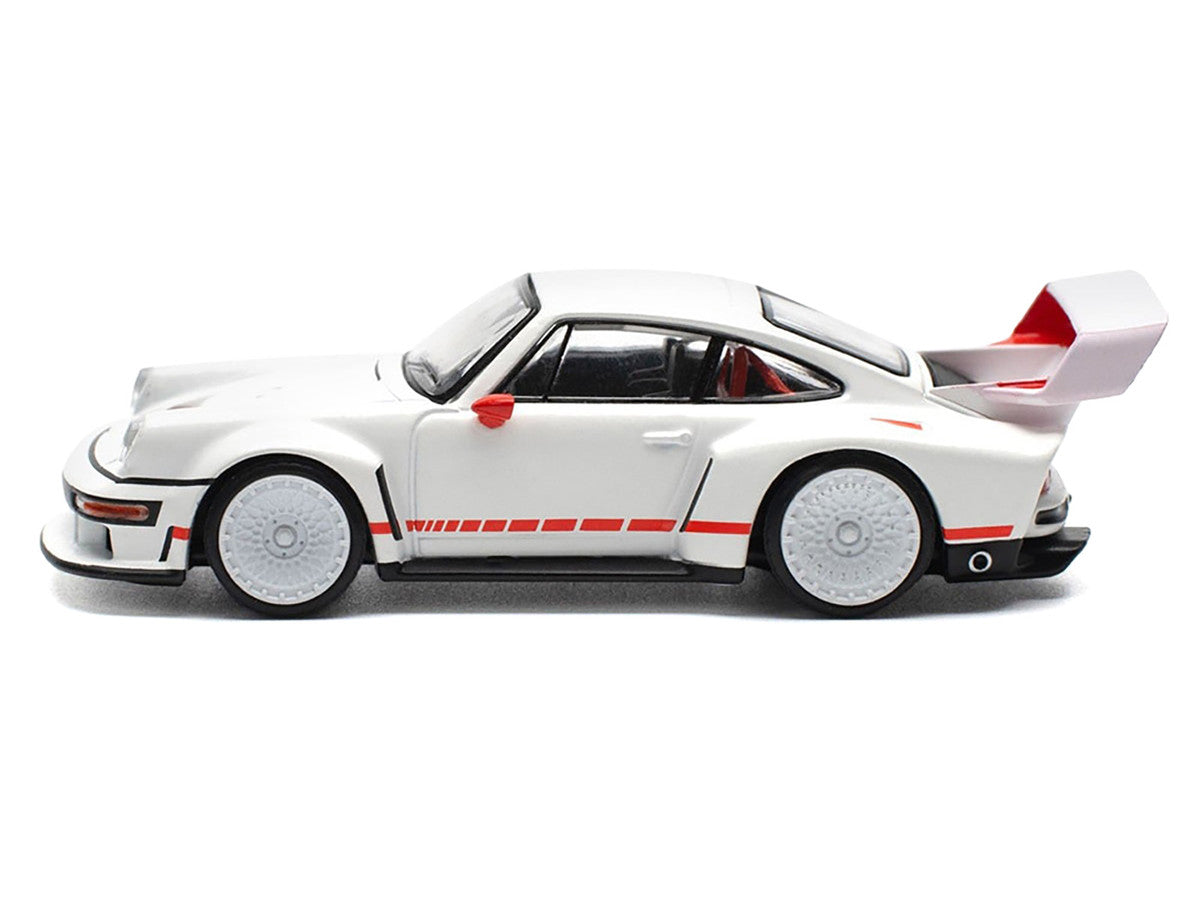 Singer DLS Turbo White with Red Stripes 1/64 Diecast Model Car by Pop Race LuxuryLifeWay Online Store