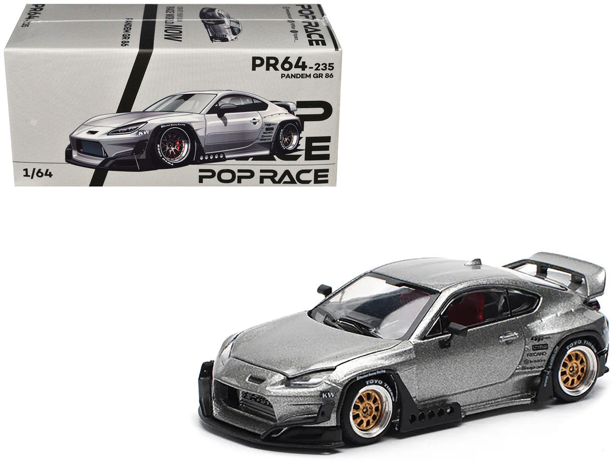 Toyota Pandem GR86 Silver Metallic 1/64 Diecast Model Car by Pop Race LuxuryLifeWay Online Store