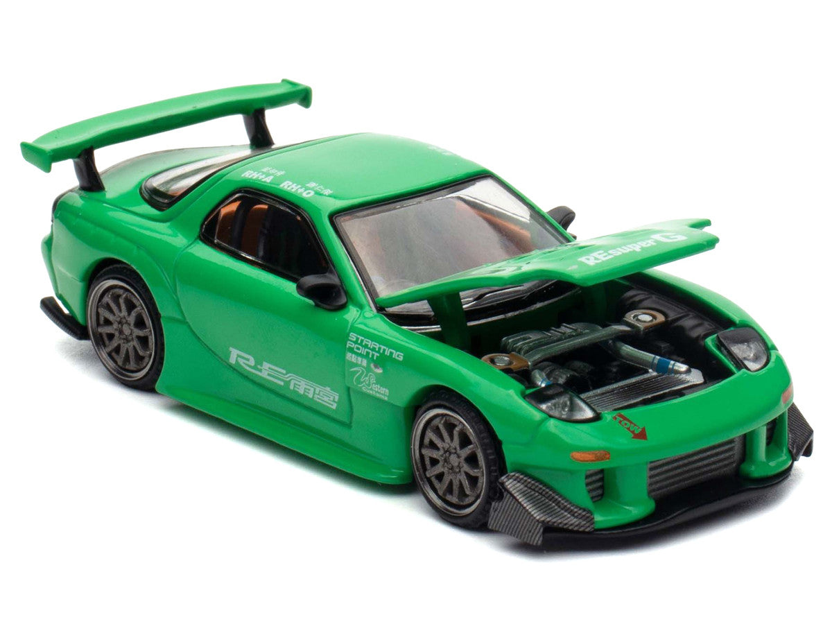 Mazda RX7 "RE Amemiya" Widebody RHD (Right Hand Drive) Green 1/64 Diecast Model Car by Pop Race LuxuryLifeWay Online Store