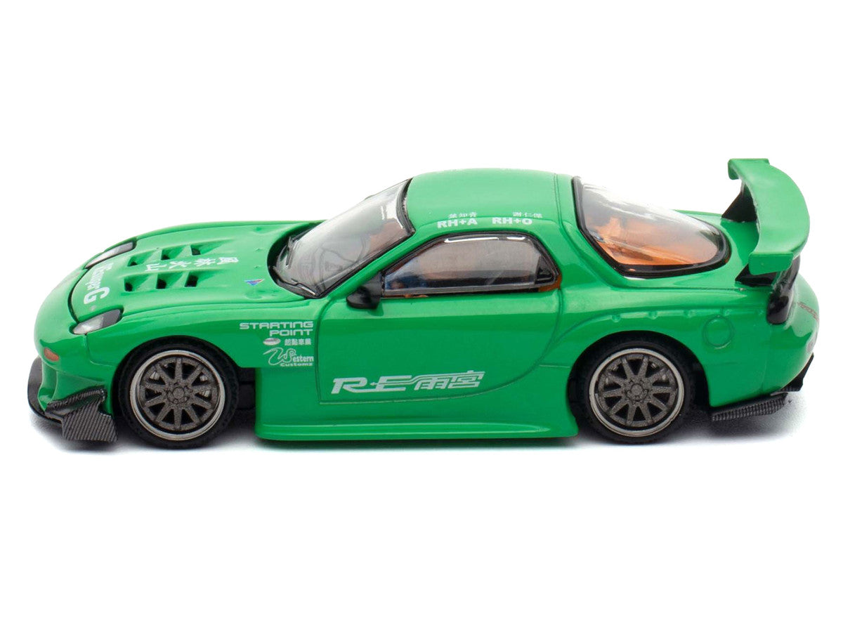 Mazda RX7 "RE Amemiya" Widebody RHD (Right Hand Drive) Green 1/64 Diecast Model Car by Pop Race LuxuryLifeWay Online Store