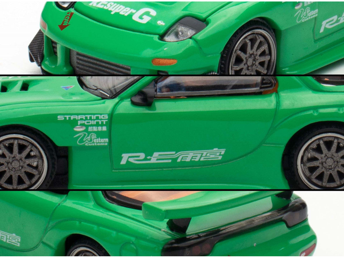 Mazda RX7 "RE Amemiya" Widebody RHD (Right Hand Drive) Green 1/64 Diecast Model Car by Pop Race LuxuryLifeWay Online Store