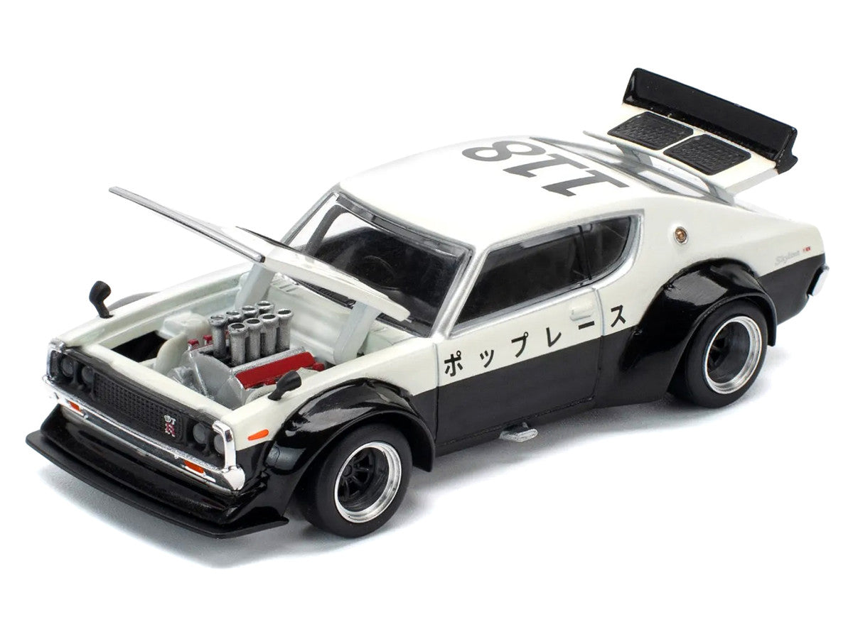 Skyline KPGC110 "Kenmeri" RHD (Right Hand Drive) "Japan National Police Agency Livery" Black and White 1/64 Diecast Model Car by Pop Race LuxuryLifeWay Online Store