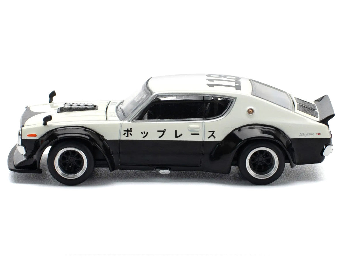 Skyline KPGC110 "Kenmeri" RHD (Right Hand Drive) "Japan National Police Agency Livery" Black and White 1/64 Diecast Model Car by Pop Race LuxuryLifeWay Online Store