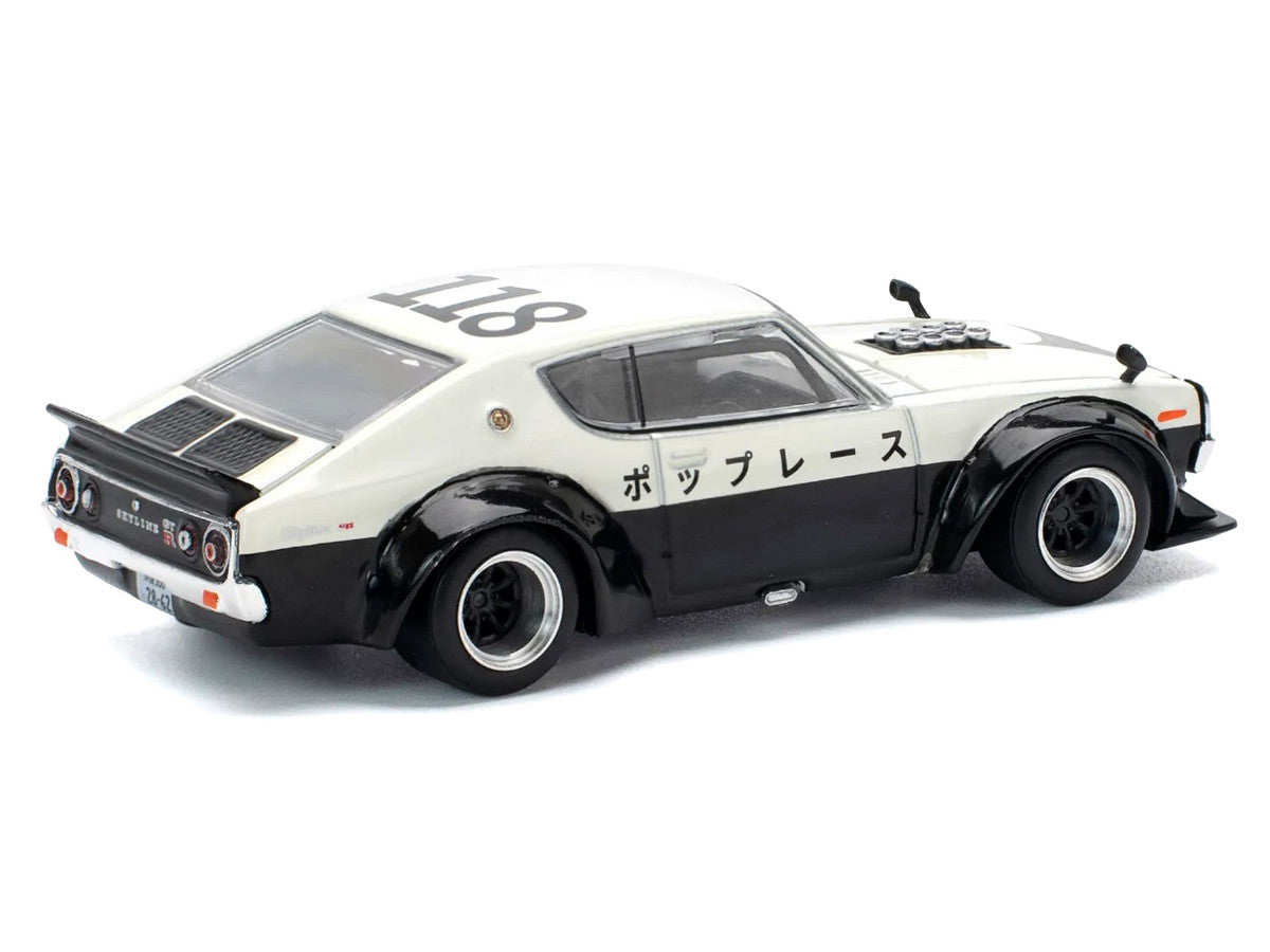 Skyline KPGC110 "Kenmeri" RHD (Right Hand Drive) "Japan National Police Agency Livery" Black and White 1/64 Diecast Model Car by Pop Race LuxuryLifeWay Online Store