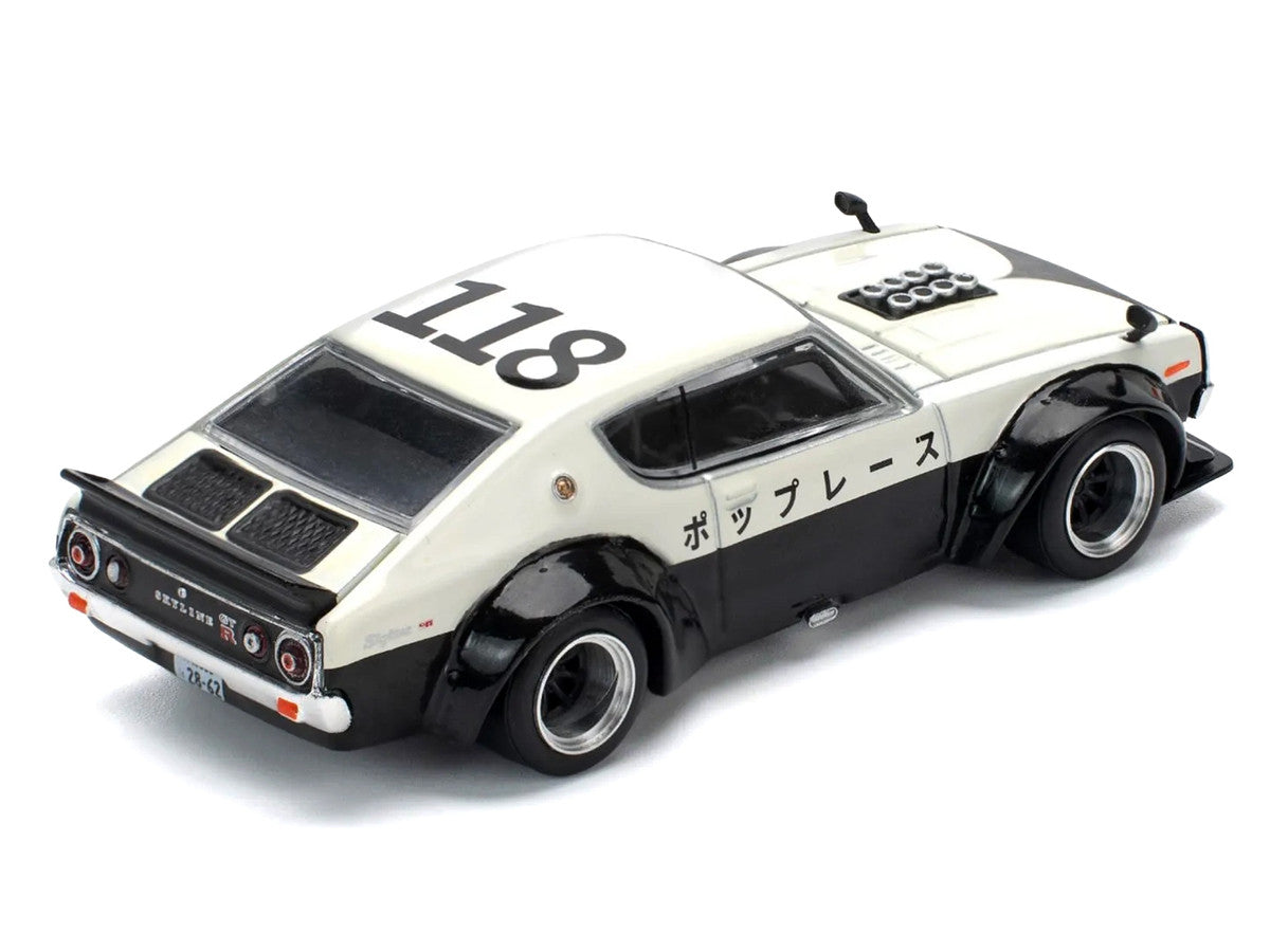 Skyline KPGC110 "Kenmeri" RHD (Right Hand Drive) "Japan National Police Agency Livery" Black and White 1/64 Diecast Model Car by Pop Race LuxuryLifeWay Online Store