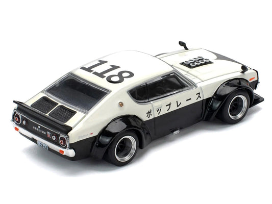 Skyline KPGC110 "Kenmeri" RHD (Right Hand Drive) "Japan National Police Agency Livery" Black and White 1/64 Diecast Model Car by Pop Race LuxuryLifeWay Online Store