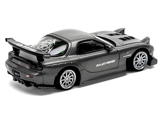 Mazda RX7 (FD) "RE Amemiya" Widebody RHD (Right Hand Drive) Gunmetal Gray Metallic with Carbon Hood 1/64 Diecast Model Car by Pop Race LuxuryLifeWay Online Store