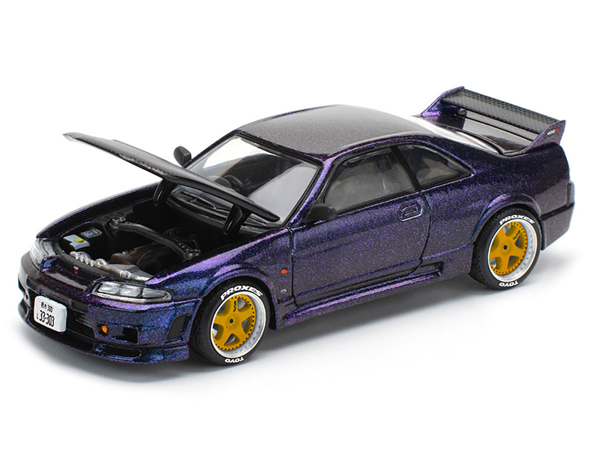 Skyline GT-R (R33) RHD (Right Hand Drive) Midnight Purple Metallic with Carbon Hood 1/64 Diecast Model Car by Pop Race LuxuryLifeWay Online Store