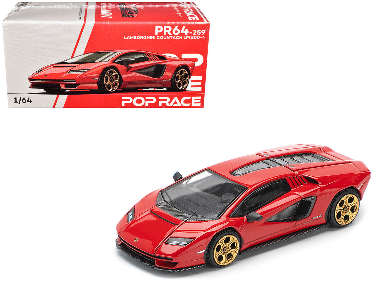Lamborghini Countach LPI 800-4 Red with Carbon Accents 1/64 Diecast Model Car by Pop Race LuxuryLifeWay Online Store